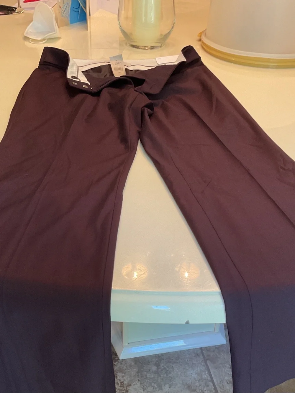 NWT womanLOFT Plum Wide-Leg Dress Pants